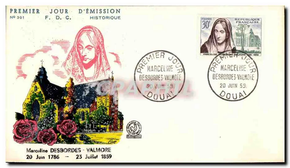 Marceline Desbordes-Valmore — Poeta — Editore F.D.C. n°301 - Recto