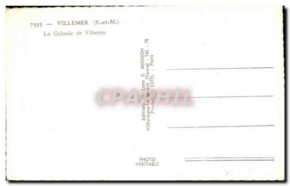 Villemer (S.-et-M.) — A Colônia de Villeron — Edições de Luxo E. MIGNON - Verso