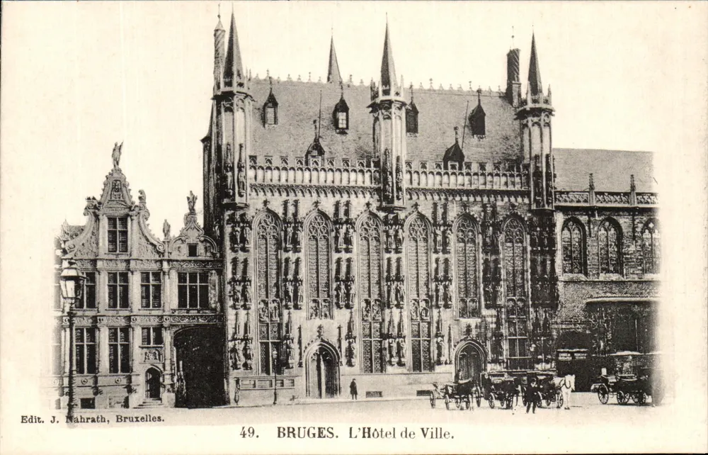 Bruges. O Palácio de Justiça — editor J. Nahrath, Bruxelas, n° 49 - Frente