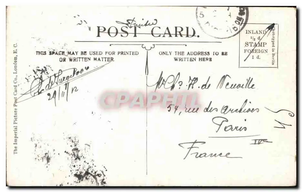 Ruinas de la Infirmería de los Monjes, Catedral de Canterbury — The Imperial Picture Post Card Co., London, E.C. - Reverso