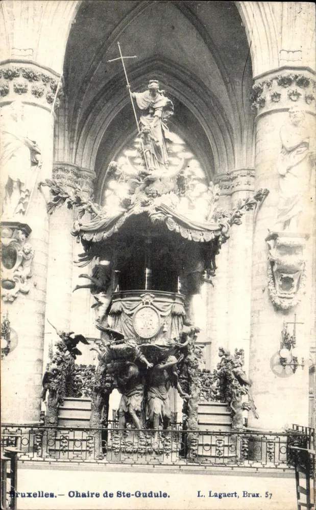 Bruxelas — Cadeira de Santa Gudula — L. Lagaert, Brux. 57 - Frente