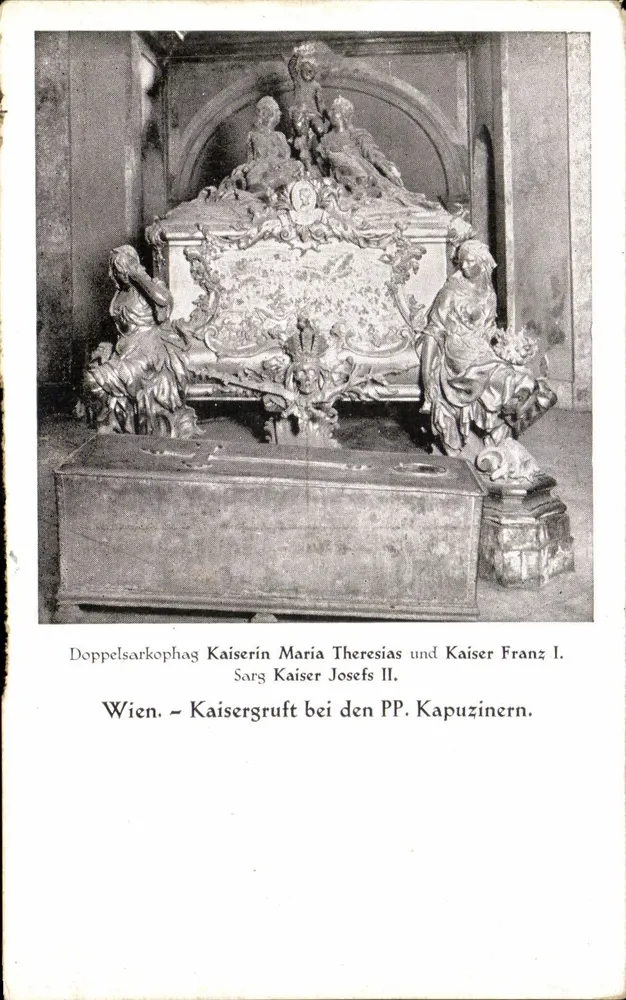 Doppelsarkophag da Imperatriz Maria Tereza e do Imperador Franz I. — Viena. — Cripta Imperial junto aos PP. Capuzinos. - Frente