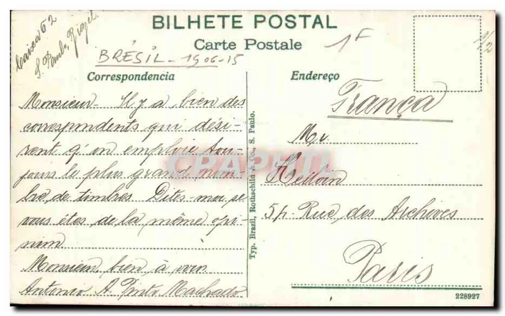 Secretaria da Agricultura — São Paulo — Typ. Typ. Rocha Lima, S. Paulo - Rückseite