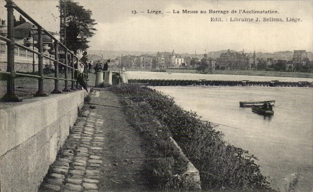 Liège — Die Meuse am Acclimatation-Damm — Librairie J. Bellens, Liège - Vorderseite