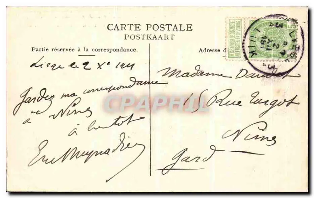 Liège — Die Meuse am Acclimatation-Damm — Librairie J. Bellens, Liège - Rückseite