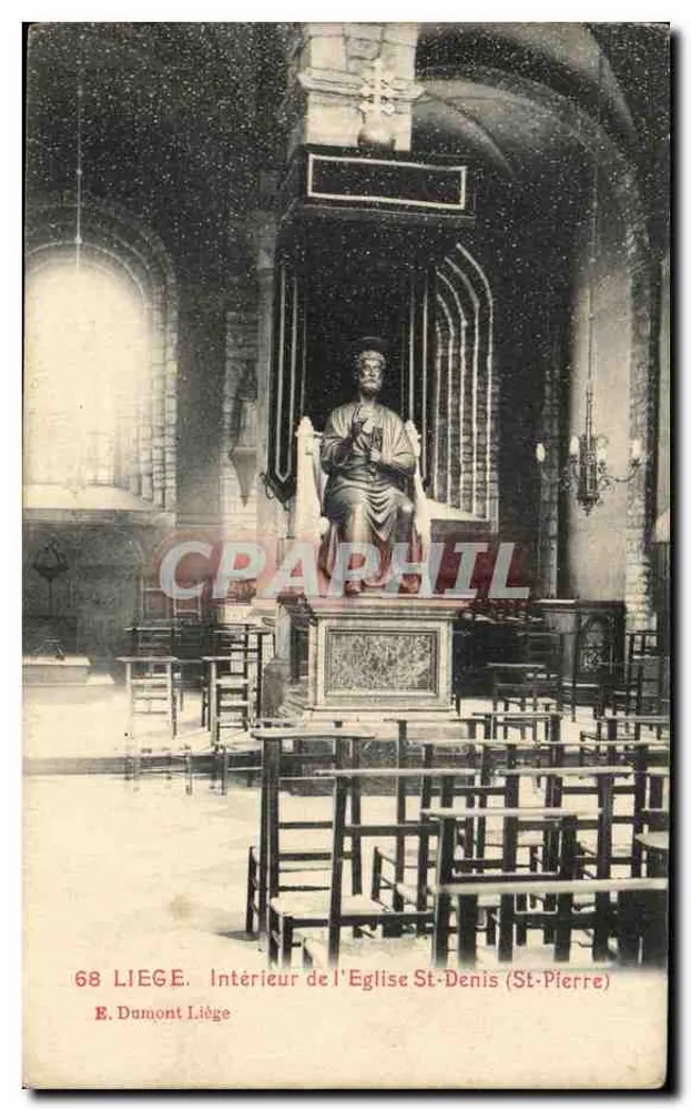 Innenansicht der Kirche St-Denis (St-Pierre) — Liège — E. Dumont Liège, n°68 - Vorderseite