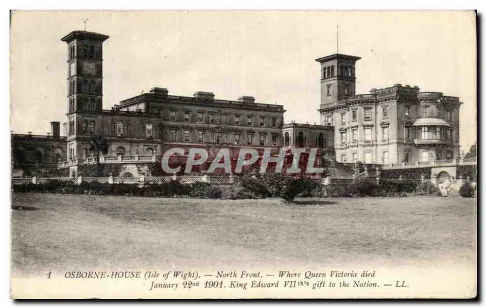 Osborne-House (Isle of Wight) — Nordfront — Wo Queen Victoria starb — 22. Januar 1901. Geschenk von König Eduard VII an das Volk — LL. - Vorderseite