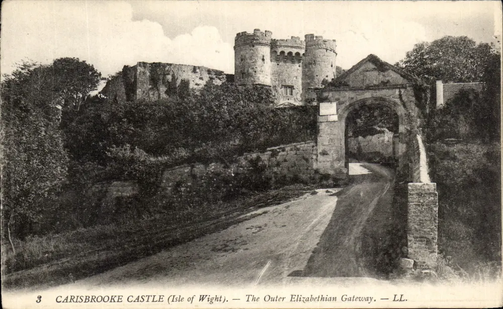 Castelo de Carisbrooke (Ilha de Wight) — A Porta Exterior Elisabetana — LL. - Frente