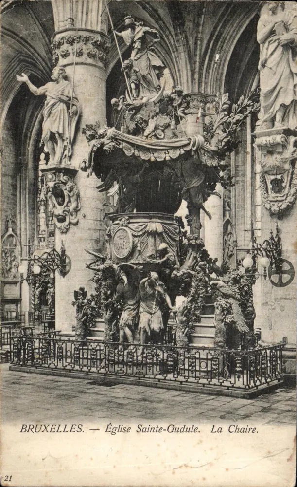Brüssel — Kirche Saint-Gudule. Die Kanzel. - Vorderseite