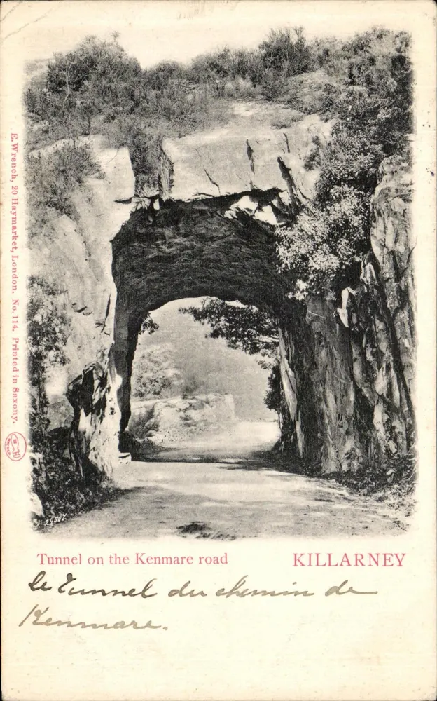 Túnel do caminho de Kenmare — Killarney — E. Wrennch, 30 Haymarket, Londres, N° 114 - Frente
