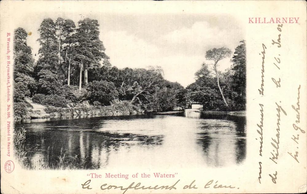 Der Zusammenfluss des Ieu — 'The Meeting of the Waters' — E. Wrench, 30 Haymarket, London, Nr. 108, gedruckt in Sachsen - Vorderseite
