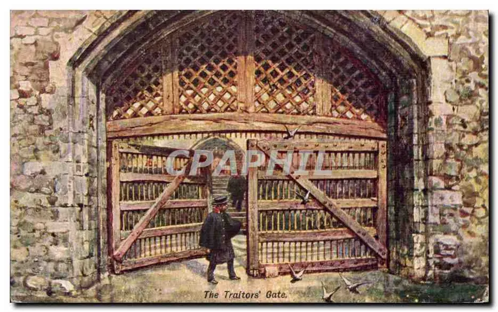 A Porta dos Traiçoeiros — Londres — editor Cassell's Art Postcards - Frente