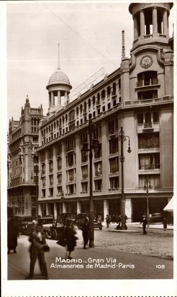Madrid—Gran Vía — Almacenes de Madrid-Paris — n° 108 - Anverso