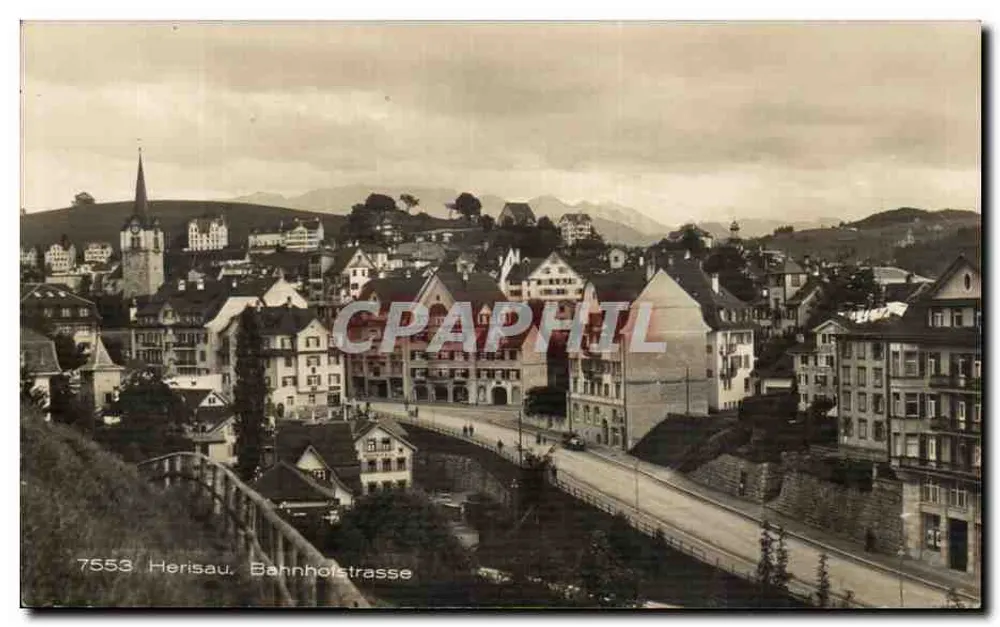 Herisau, Bahnhofstrasse — vista panorâmica — Frel & Co., St. Gallen, n° 7553 - Frente