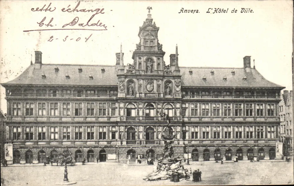 Anvers. O Hotel de Ville. — Editor: bh. Dalder, número de série não visível. - Frente