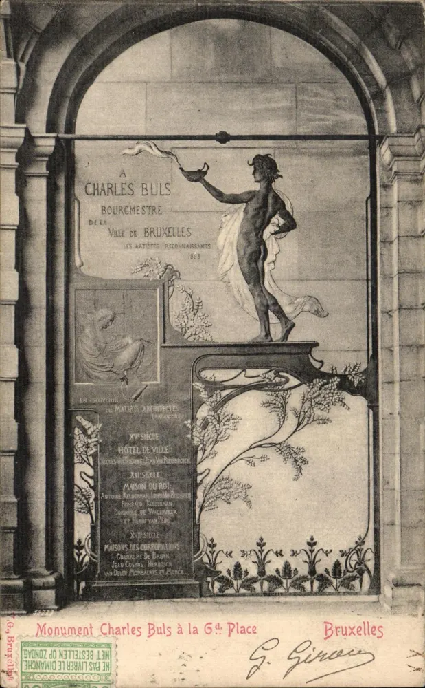 Denkmal für Charles Buls am Bahnhof — Brüssel — Verlag G. Giroux - Vorderseite
