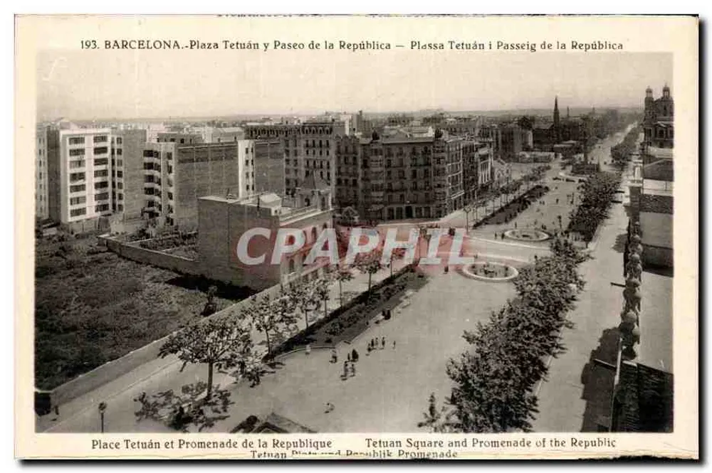 Barcelona - Platz Tetuán und Paseo de la República — Verlag K. G. Nr. 126477 - Vorderseite