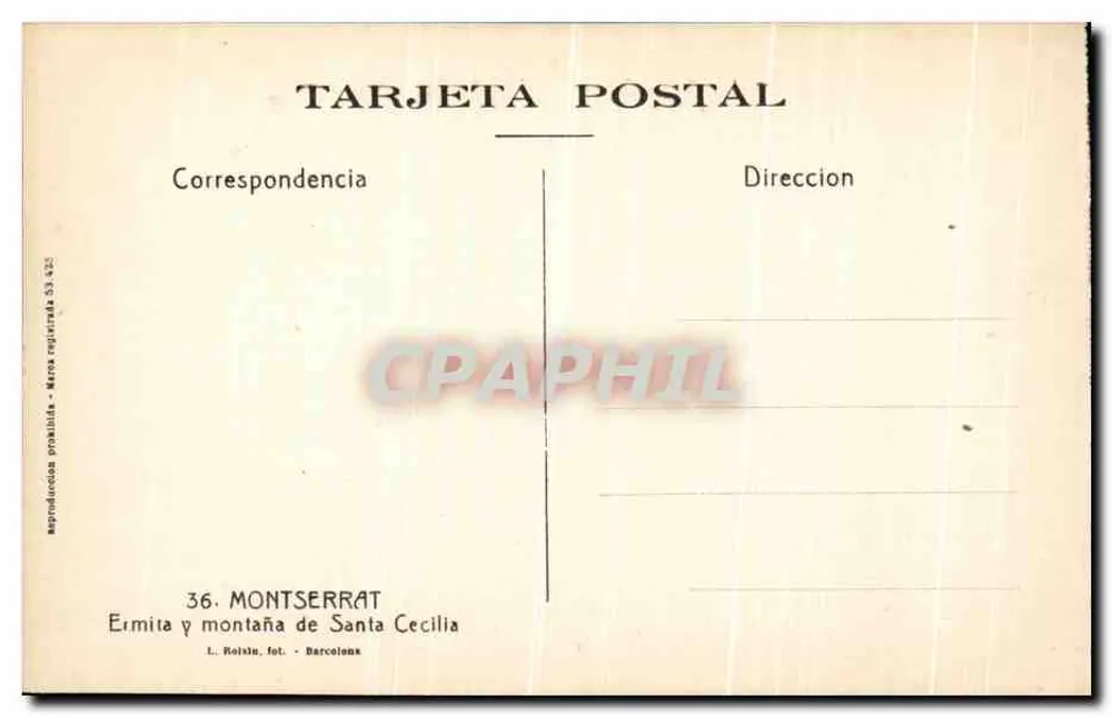 Montserrat — Hermitage und Berg Santa Cecilia — L. Roisin, Fotografie, Barcelona - Rückseite