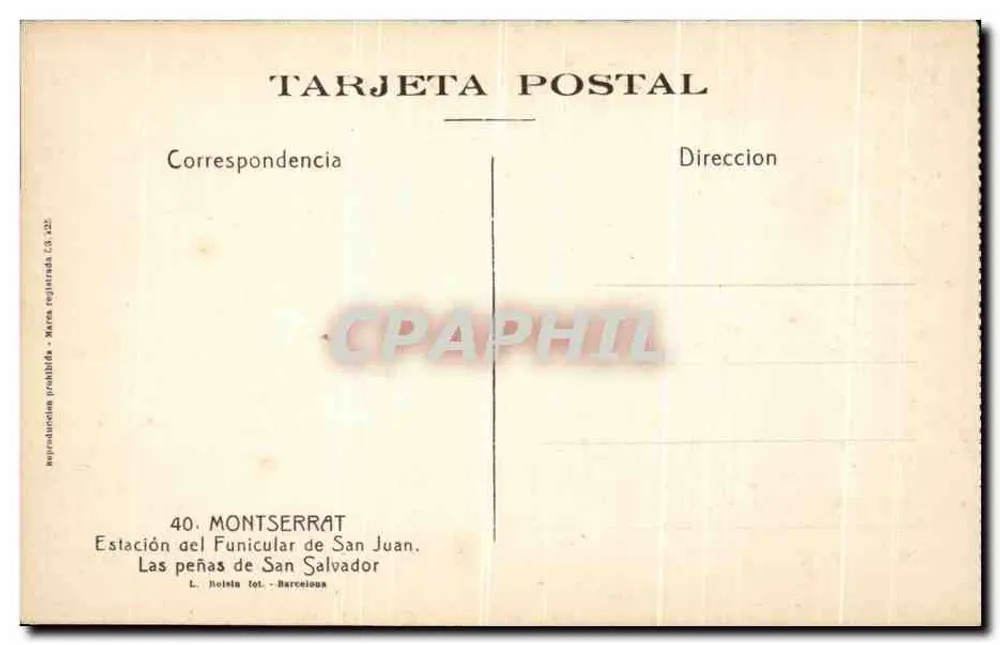 Las peñas de San Salvador — Montserrat — Haltestelle des Funiculars von San Juan, L. Holista fot. - Barcelona - Rückseite