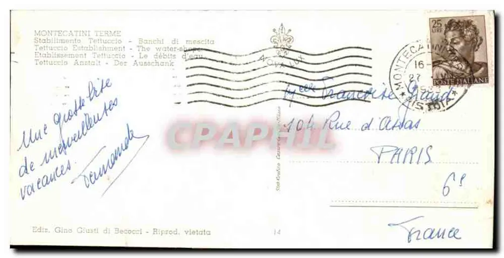 Galeria freskowa — Montecatini Terme — Wyd. Gino Giusti di Becocci - Rewers