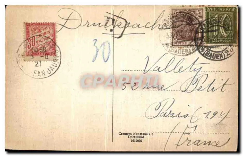 Karlsruhe — Schlossplatz — Cramers Kunstanstalt - Verso