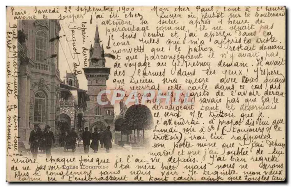 Ungarische Kirche — Paris — Ansichtskarte vom 22. September 1900 - Vorderseite