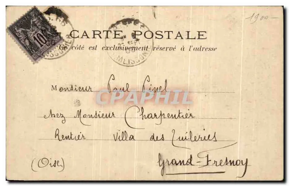 Ungarische Kirche — Paris — Ansichtskarte vom 22. September 1900 - Rückseite