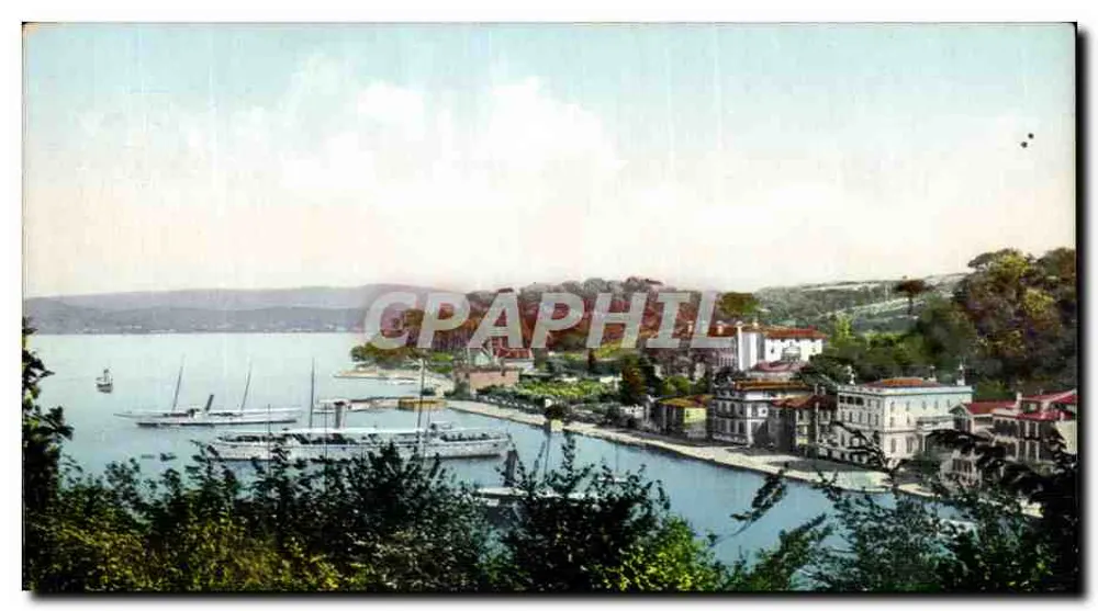 Constantinople. La Baie de Thérapia — vue panoramique du port avec bateaux — éditeur non identifié, n° de série 87/8810 - Recto