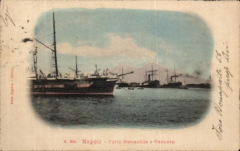 Naples - Handelsport und Vesuv — Verlag Ragazino, Nr. 202 - Vorderseite