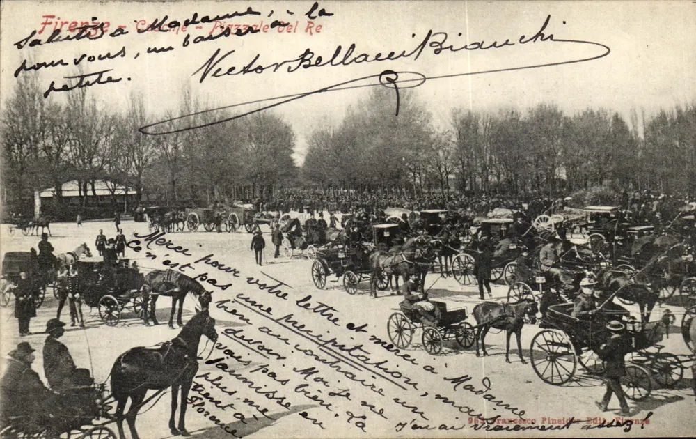 Piazza del Re - Florence - scène de carrosses - Antieke ansichtkaart n°965 - Voorkant