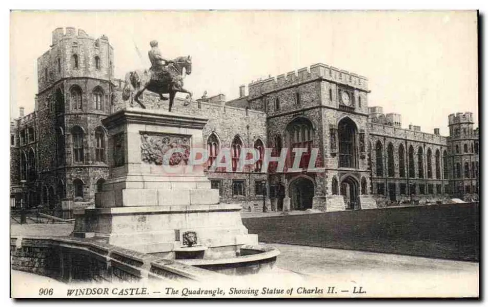 WINDSOR CASTLE — Der Quadrangle, mit Darstellung der Statue von Charles II. — LL. — n° 906 - Vorderseite