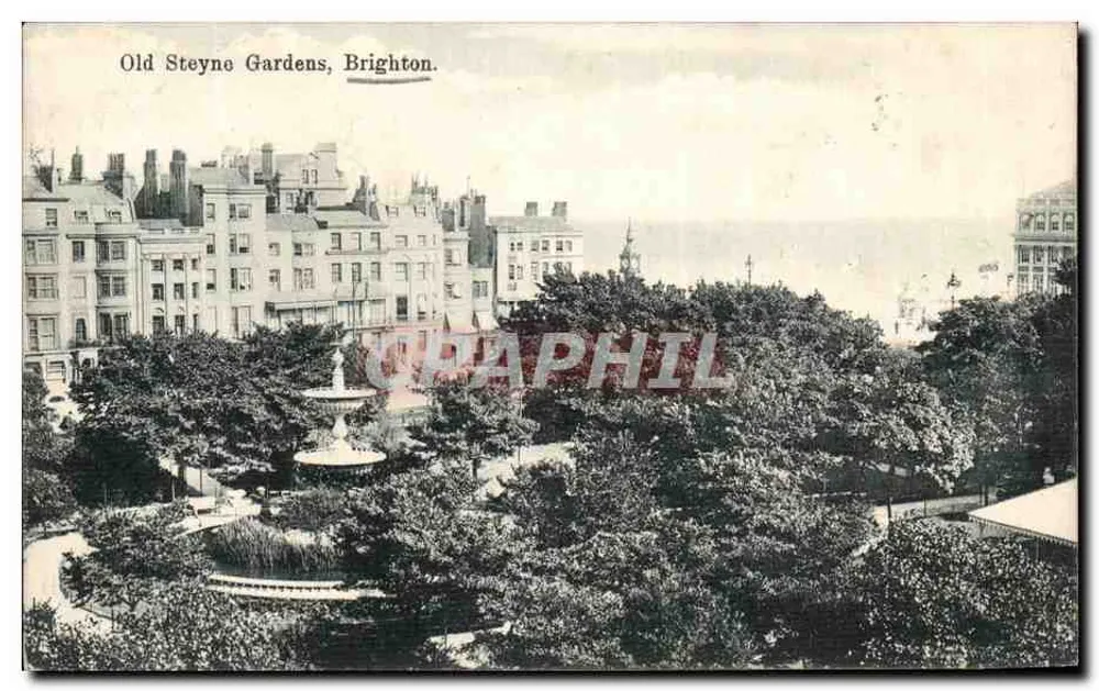 Old Steyne Gardens, Brighton — vista panorâmica com fonte — editor desconhecido, número de série não visível - Frente