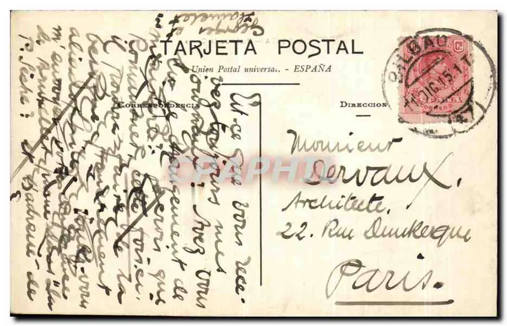 Algorta — Vista da Costa — editor não identificado - Verso
