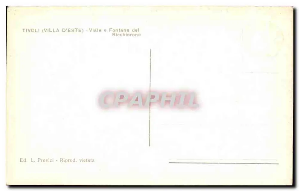 Tivoli (Villa d'Este) — Ansicht des Gartens mit der Fontana del Bicchierone — Verlag L. Provizi, n° 38 - Rückseite