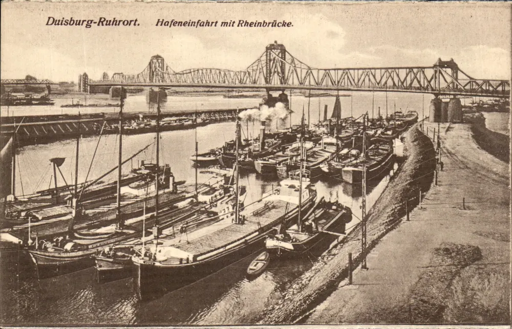 Duisburg-Ruhrort — Hafeneinfahrt mit Rheinbrücke — Paul Gerengross, Duisburg, Nr. 24562 - Vorderseite