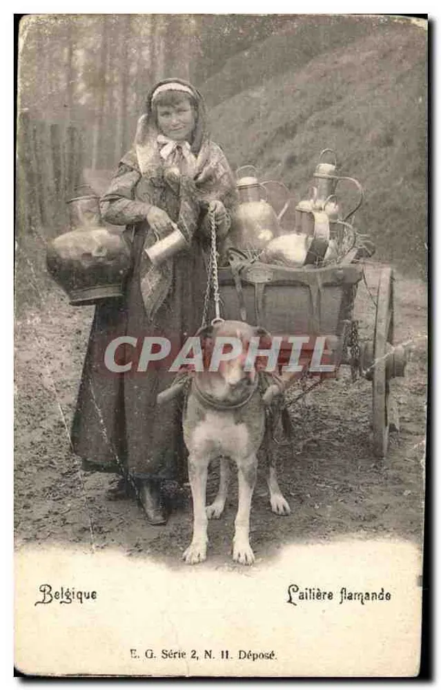 Femme flamande avec chien — paillière flamande — E. G. Série 2, N. 11 - Anverso