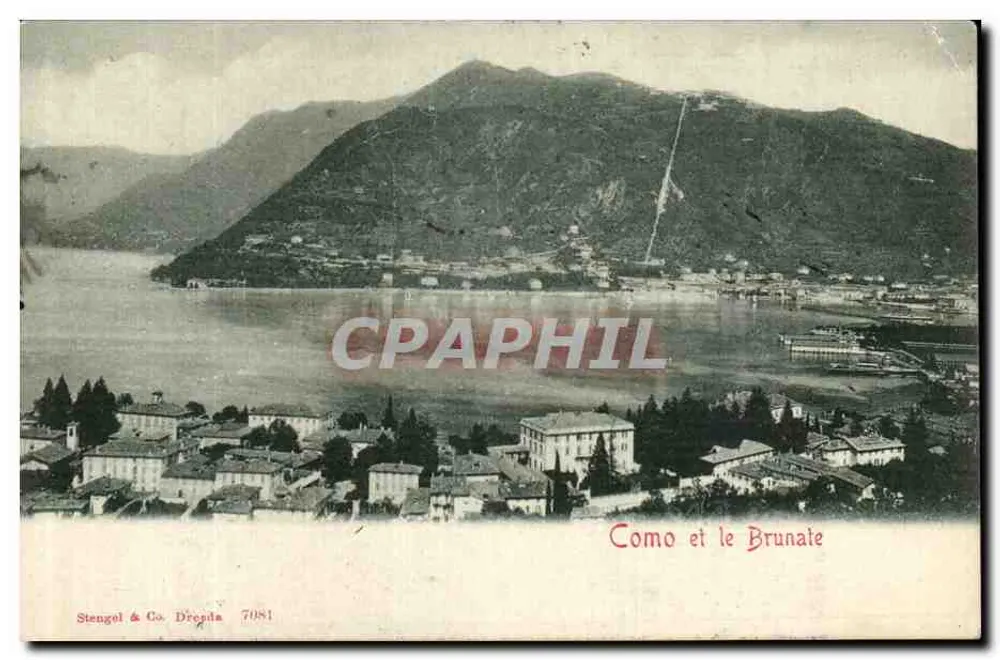 Como e o Brunate — vista do lago e das montanhas — Stengel & Co. Droppia 7081 - Frente