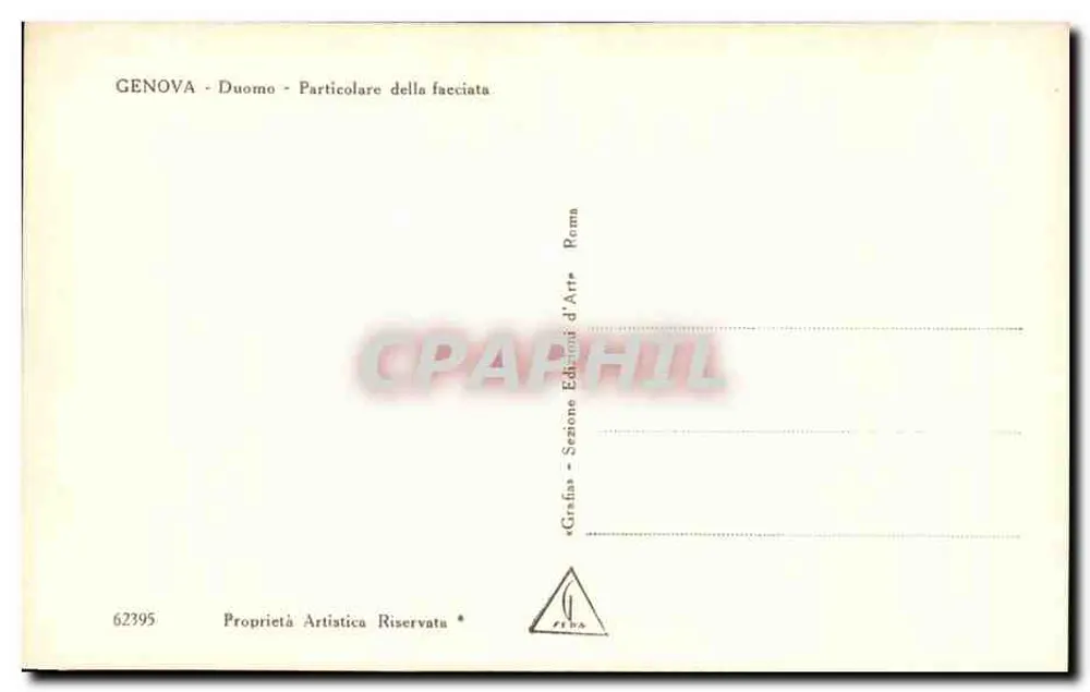 Gênova - Duomo - Detalhe da fachada — Gráfica Edizioni d'Arte, Roma, n° 62395 - Verso