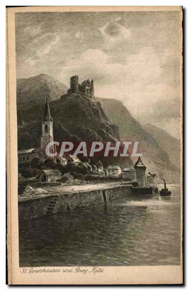 St Goarshausen und Burg Katz — pittoreske Ansicht — Verlag IB1, Nr. 305 - Vorderseite