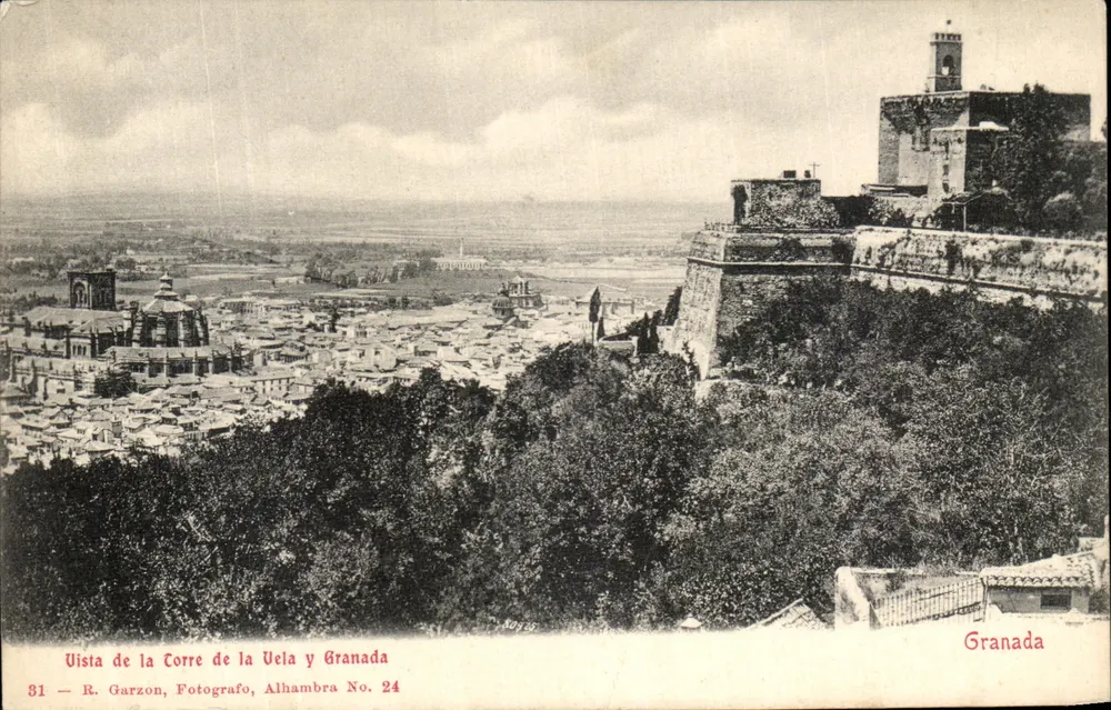 Ansicht der Vela-Turm und Granada — R. Garzon, Fotograf, Alhambra Nr. 24 - Vorderseite