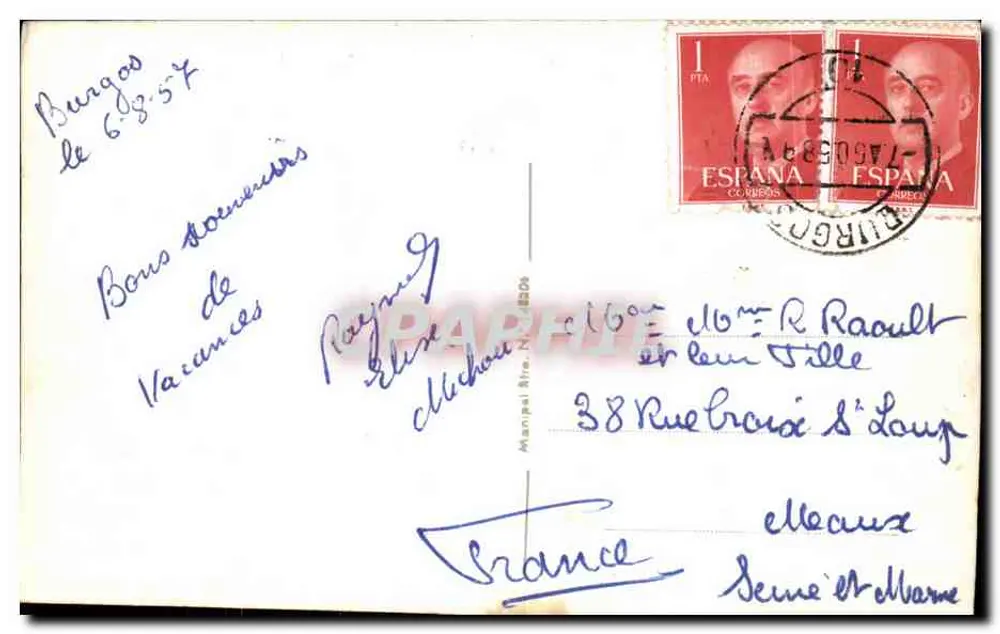 Burgos — Vue partielle de la cathédrale et du portail — éditeur Manjuel Ribe, N.º 8506 - Verso