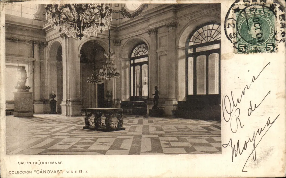 Salón de Columnas — Coleção 'Cánovas', série G. 4 — Impressos Carta Postal Universal, Espanha - Frente