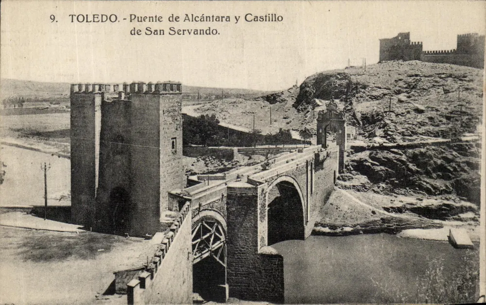 Toledo - Brücke von Alcántara und Schloss San Servando — unbekannter Verlag, n°9 - Vorderseite
