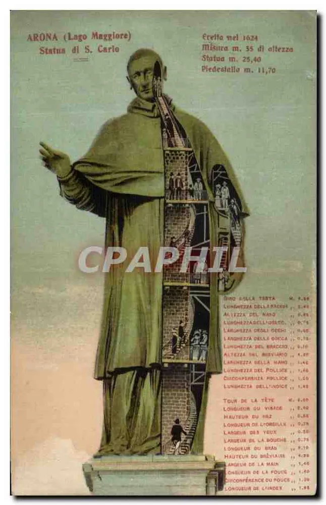 Statue von S. Carlo — Arona (Lago Maggiore) — Verlag A. Centi - Lavendo, n° 182 - Vorderseite