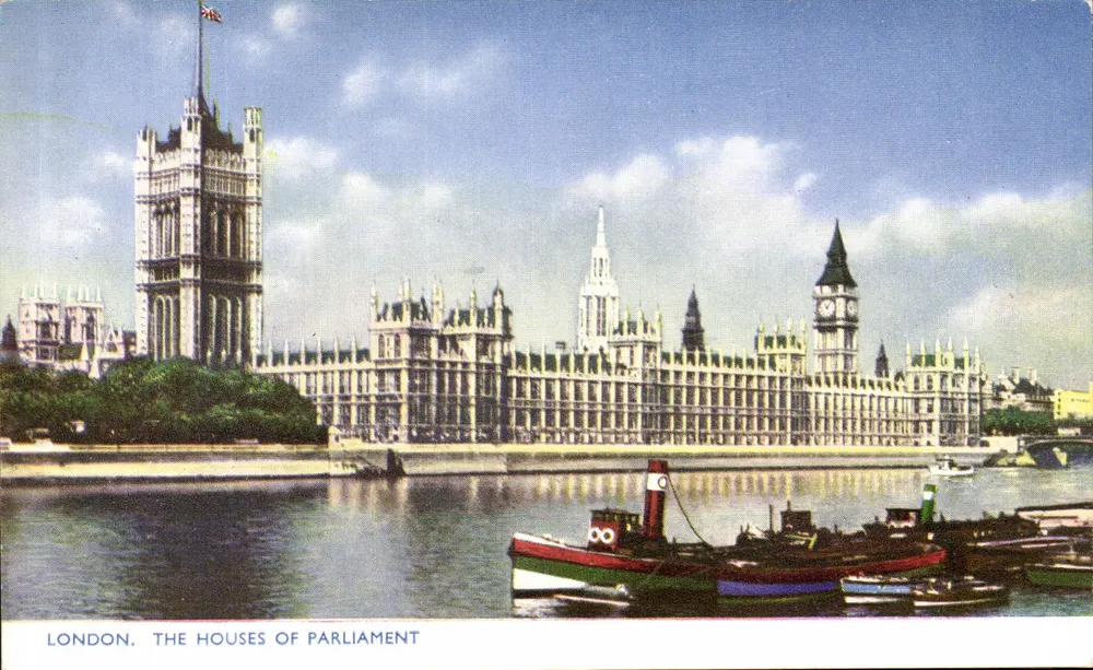LONDON. DIE PARLAMENTSGEBÄUDE — Photochrom-Karteikarte - Vorderseite