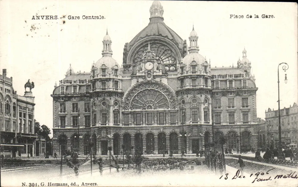 Anvers — Estação Central — G. Hermans, editor, Anvers, N° 301 - Frente