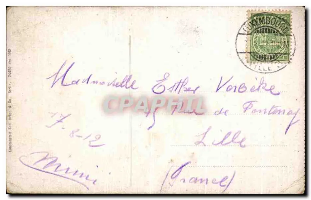 Luxemburg — Ansicht von Fort Thüngen — Verlag Kurfürst & Cie, Berlin - Rückseite