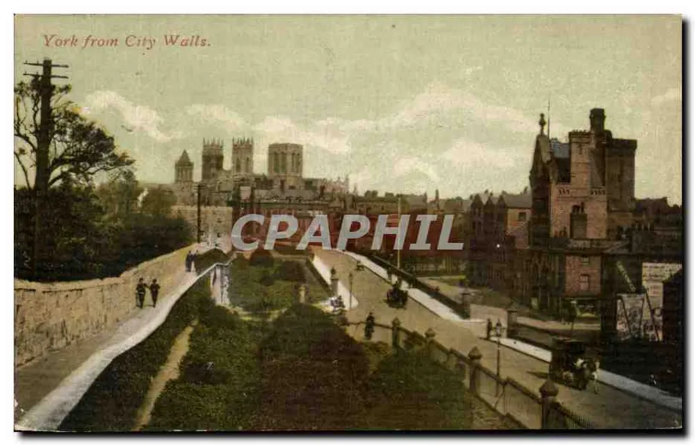 York vanaf City Walls — uitzicht op de kathedraal — uitgever niet zichtbaar - Voorkant
