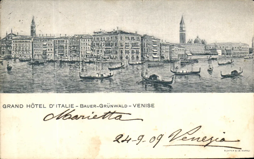 Ansicht des Grand Hôtel d'Italie in Venedig — Verlag Richter & Cie, Neapel - Vorderseite