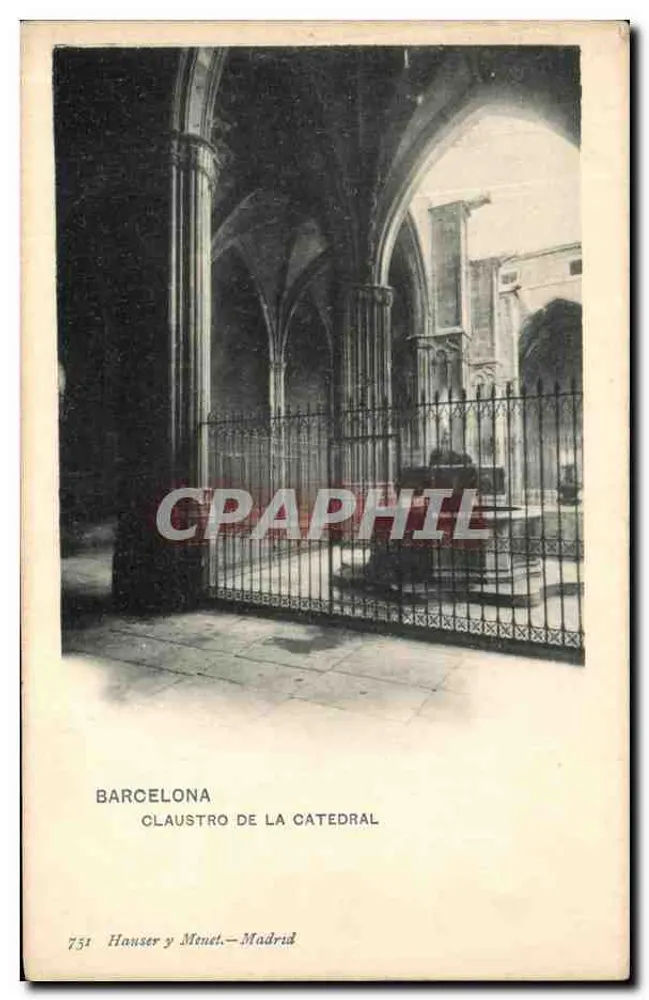 Barcelona — Claustro da Catedral — Hauser y Menel, Madrid, n° 751 - Frente